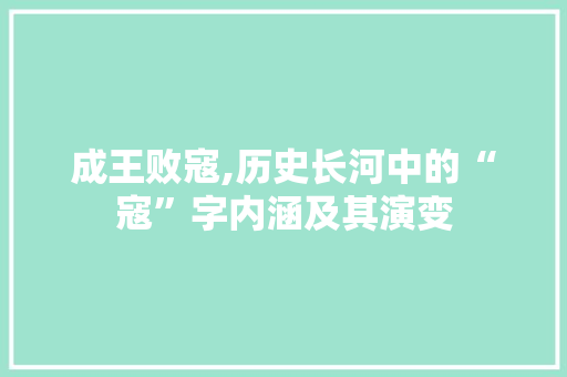 成王败寇,历史长河中的“寇”字内涵及其演变