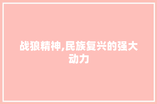 战狼精神,民族复兴的强大动力