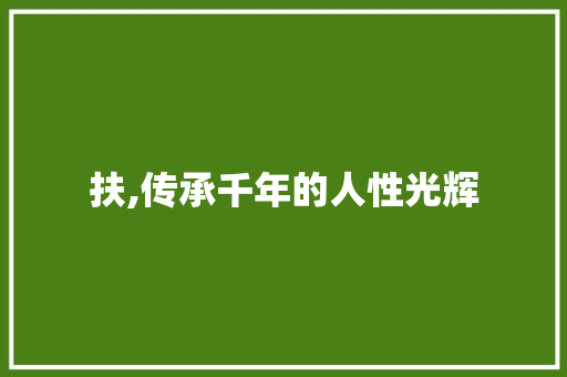 扶,传承千年的人性光辉