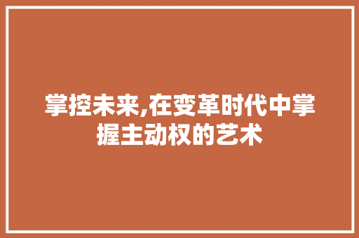 掌控未来,在变革时代中掌握主动权的艺术
