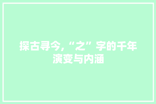 探古寻今,“之”字的千年演变与内涵