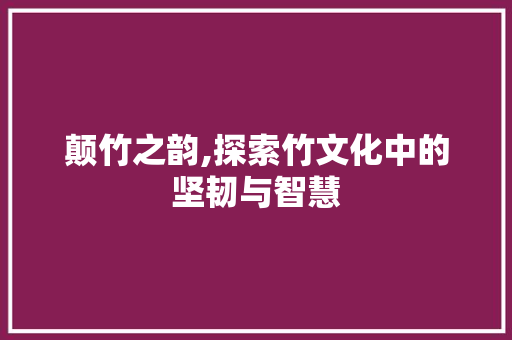颠竹之韵,探索竹文化中的坚韧与智慧
