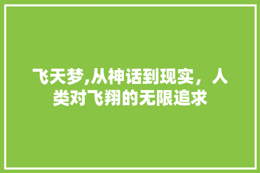 飞天梦,从神话到现实，人类对飞翔的无限追求