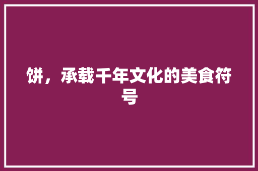 饼，承载千年文化的美食符号