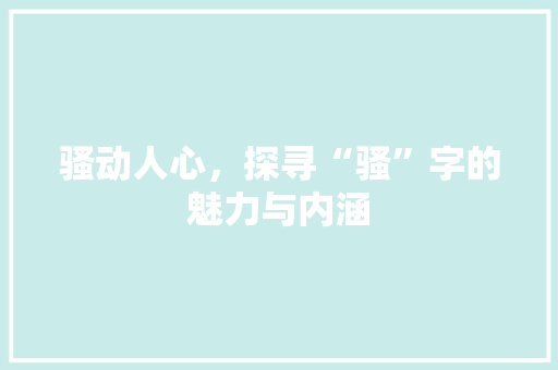 骚动人心，探寻“骚”字的魅力与内涵