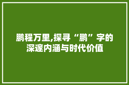 鹏程万里,探寻“鹏”字的深邃内涵与时代价值