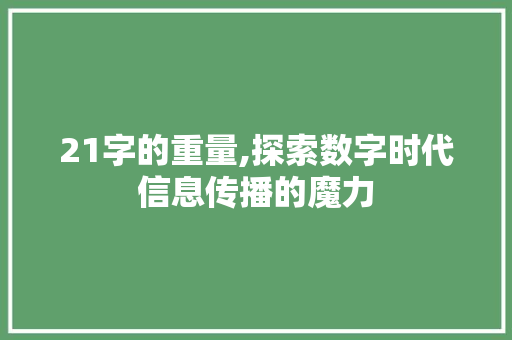 21字的重量,探索数字时代信息传播的魔力