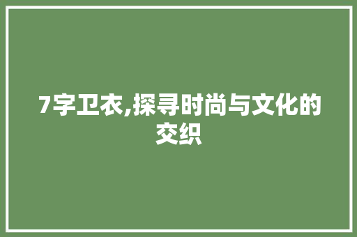 7字卫衣,探寻时尚与文化的交织