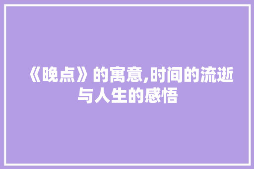 《晚点》的寓意,时间的流逝与人生的感悟