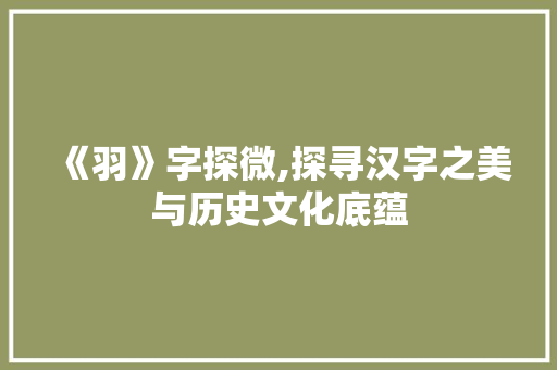 《羽》字探微,探寻汉字之美与历史文化底蕴