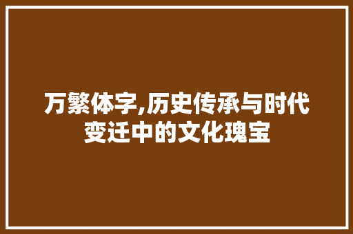 万繁体字,历史传承与时代变迁中的文化瑰宝