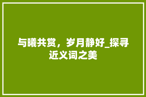 与曦共赏，岁月静好_探寻近义词之美