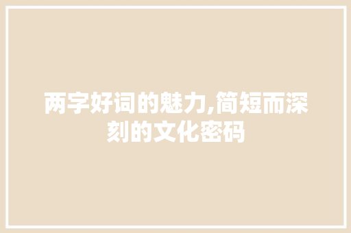 两字好词的魅力,简短而深刻的文化密码