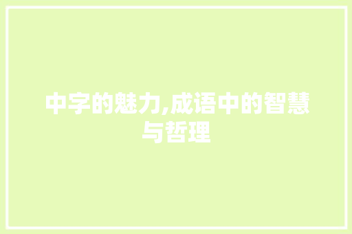 中字的魅力,成语中的智慧与哲理
