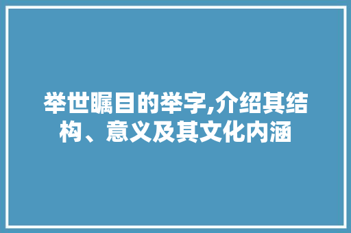 举世瞩目的举字,介绍其结构、意义及其文化内涵