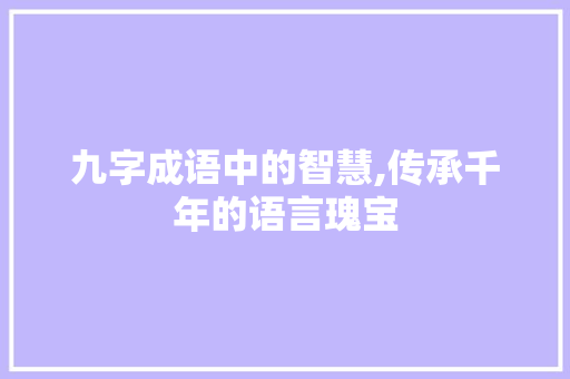 九字成语中的智慧,传承千年的语言瑰宝