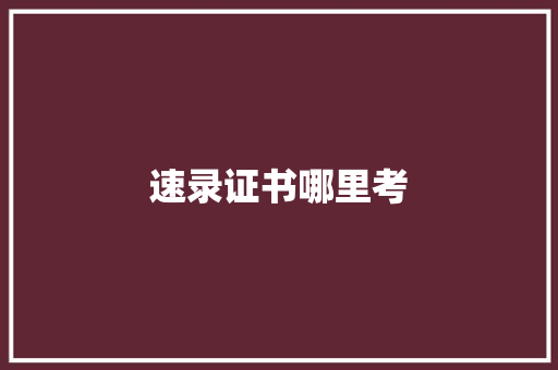 速录证书哪里考 范文宝典