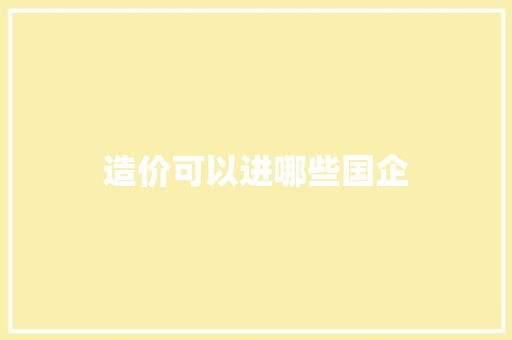 造价可以进哪些国企