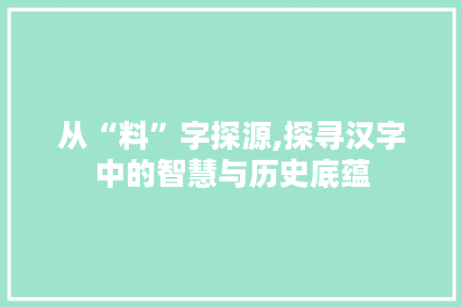 从“料”字探源,探寻汉字中的智慧与历史底蕴