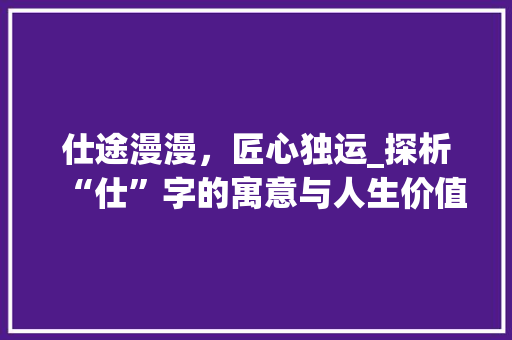 仕途漫漫，匠心独运_探析“仕”字的寓意与人生价值