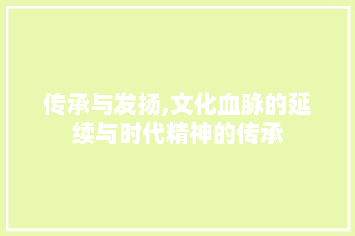 传承与发扬,文化血脉的延续与时代精神的传承