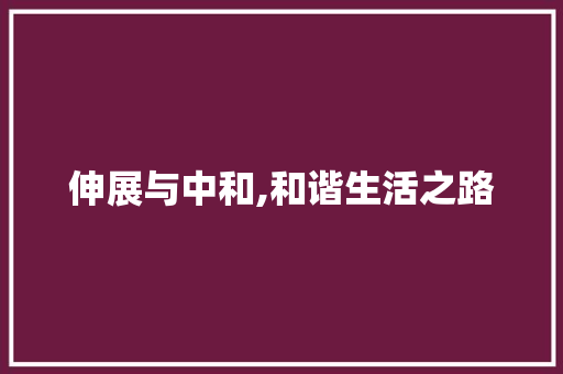 伸展与中和,和谐生活之路