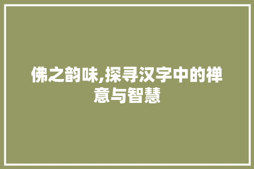 佛之韵味,探寻汉字中的禅意与智慧
