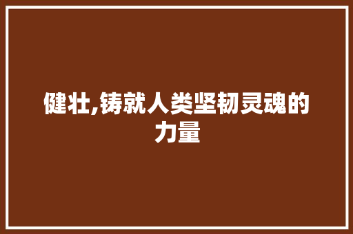 健壮,铸就人类坚韧灵魂的力量