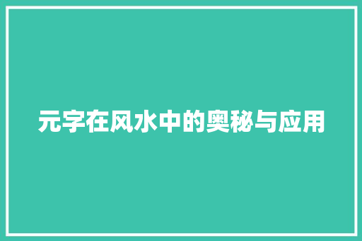 元字在风水中的奥秘与应用