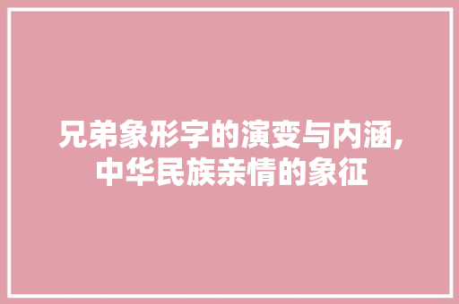 兄弟象形字的演变与内涵,中华民族亲情的象征