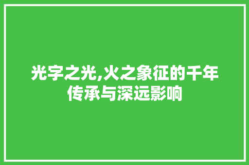 光字之光,火之象征的千年传承与深远影响