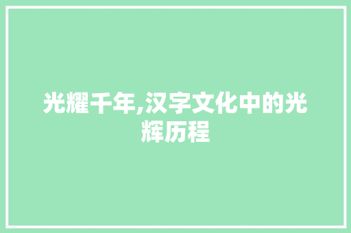 光耀千年,汉字文化中的光辉历程