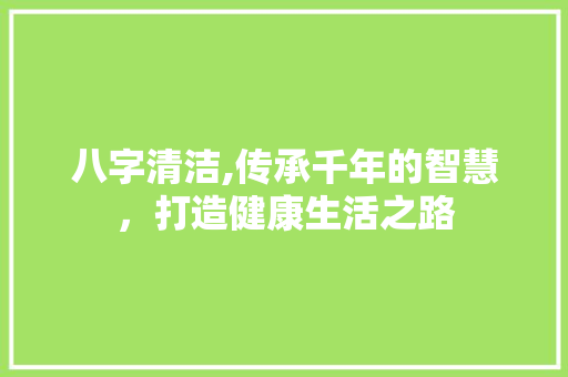 八字清洁,传承千年的智慧，打造健康生活之路