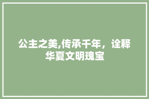 公主之美,传承千年，诠释华夏文明瑰宝