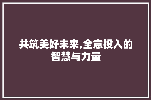 共筑美好未来,全意投入的智慧与力量
