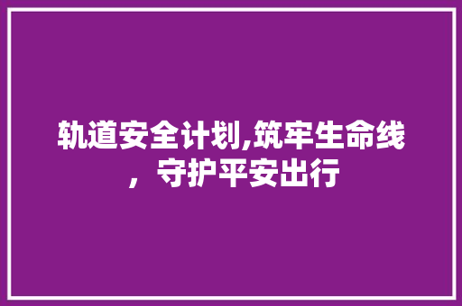 轨道安全计划,筑牢生命线，守护平安出行