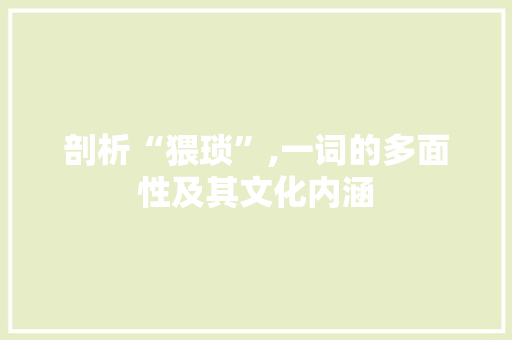 剖析“猥琐”,一词的多面性及其文化内涵