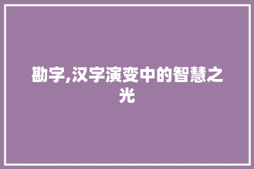 勘字,汉字演变中的智慧之光