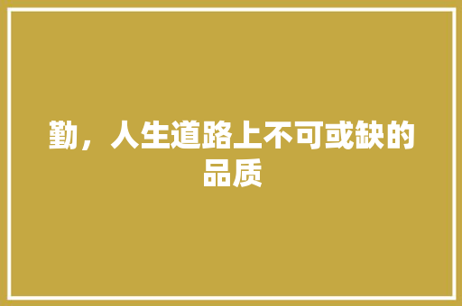 勤，人生道路上不可或缺的品质