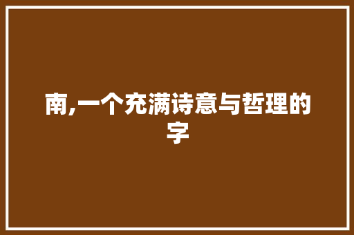 南,一个充满诗意与哲理的字