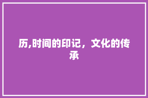 历,时间的印记，文化的传承