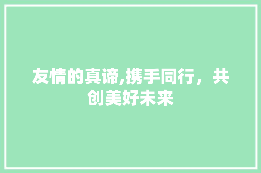 友情的真谛,携手同行，共创美好未来