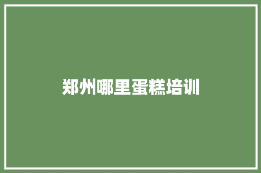 郑州哪里蛋糕培训