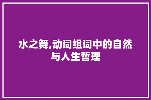水之舞,动词组词中的自然与人生哲理 职场应用
