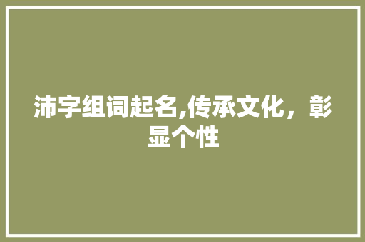 沛字组词起名,传承文化，彰显个性 职场应用