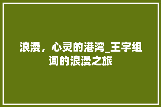 浪漫，心灵的港湾_王字组词的浪漫之旅