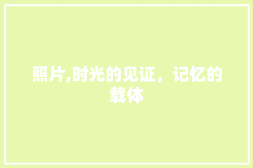 照片,时光的见证，记忆的载体