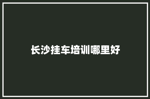 长沙挂车培训哪里好