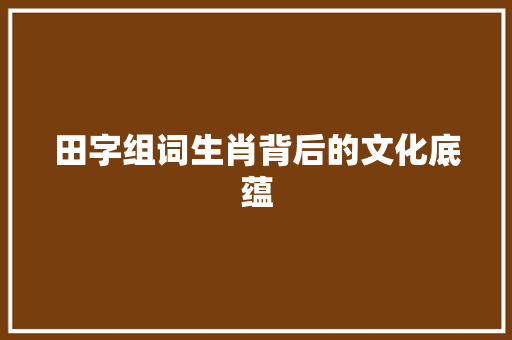 田字组词生肖背后的文化底蕴