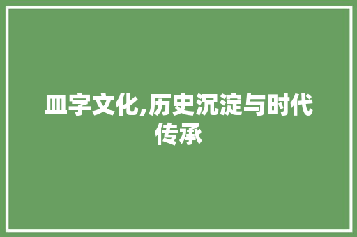 皿字文化,历史沉淀与时代传承